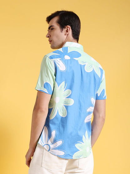 The Indian Garage Co Mens Slim Fit Shirt (0823-SHPPPR-02-01_Blue
