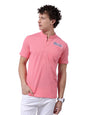 The Indian Garage Co Men Slim Fit Placement Embroidery Henley Tshirt Strawberry
