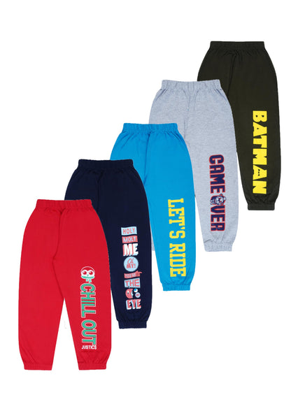 T2F Boys Regular Fit Printed Cotton Track Pant (Pack of 5)