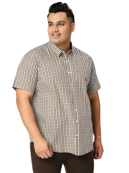Thomas Scott Mens | Half Sleeve | Checks | Regular Fit Plus Size | 100% Cotton | Spread Collar | Casual Shirts (Available in Plu
