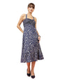 Oomph! WomenS Western & Fusion Wear Printed Crepe Dress For Women, Smocked Bodice, Blue - Md1032