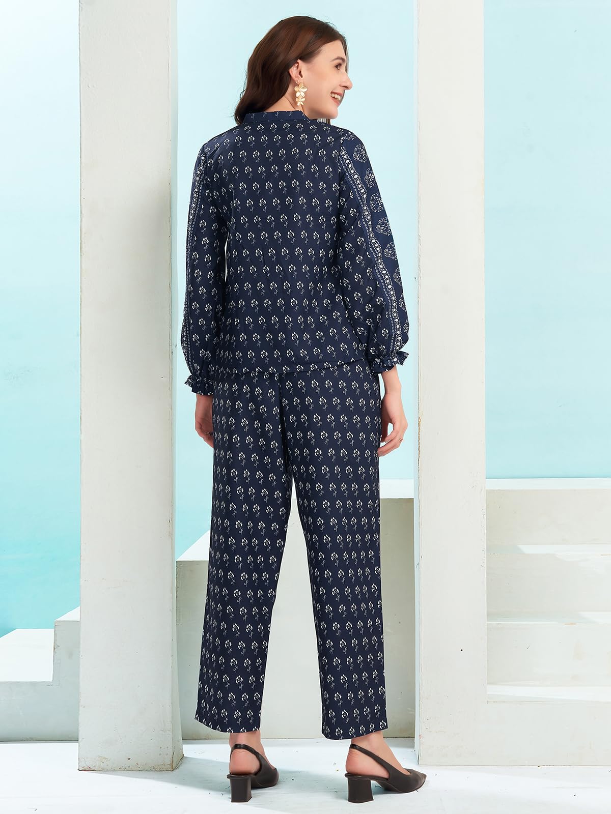 Selvia Co-ords Set for Women | Rayon Blend Top & Trouser Co-ords Set | Ethnic Co-ords Set for Women | Printed Two Piece Co-ord S