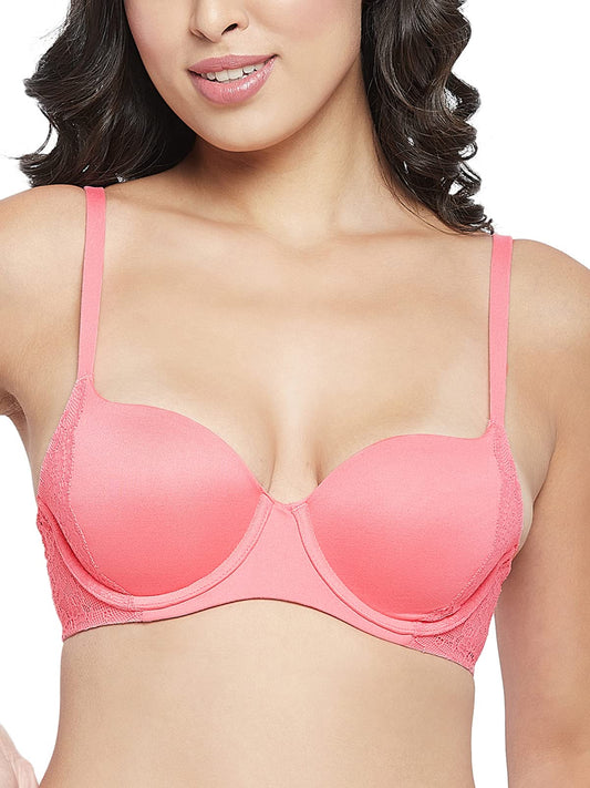 Clovia WomenS Padded Underwired Demi Cup T-Shirt Bra With Balconette Style (Br2349R22_Pink_34B)