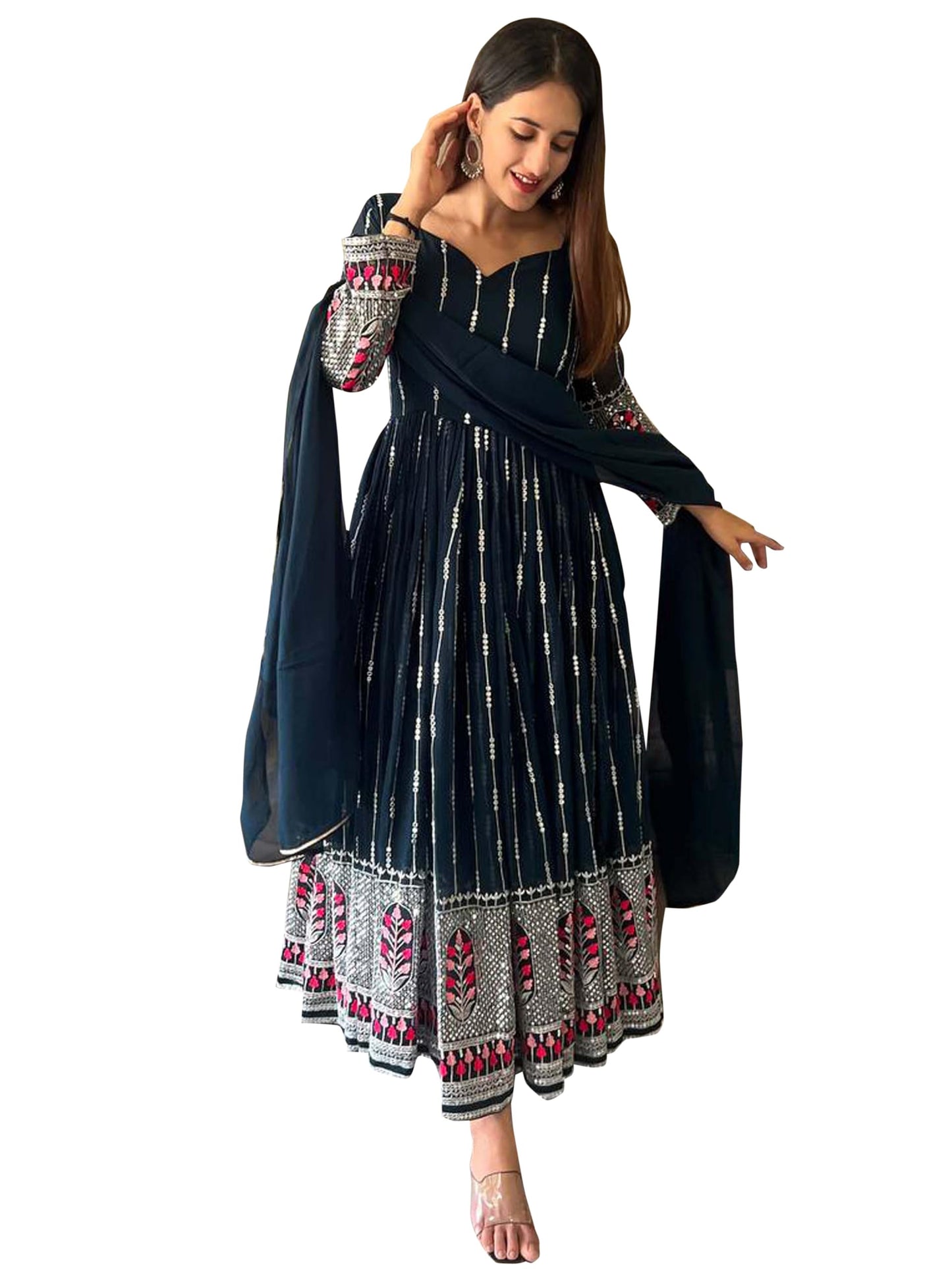 Fashion Basket WomenS Georgette Anarkali Dress