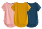 Fabricorn Combo Of Three Plain Mustard Yellow, Dusty Rose And Airforce Blue Round Neck Up And Down Cotton Tshirt For Women (Must