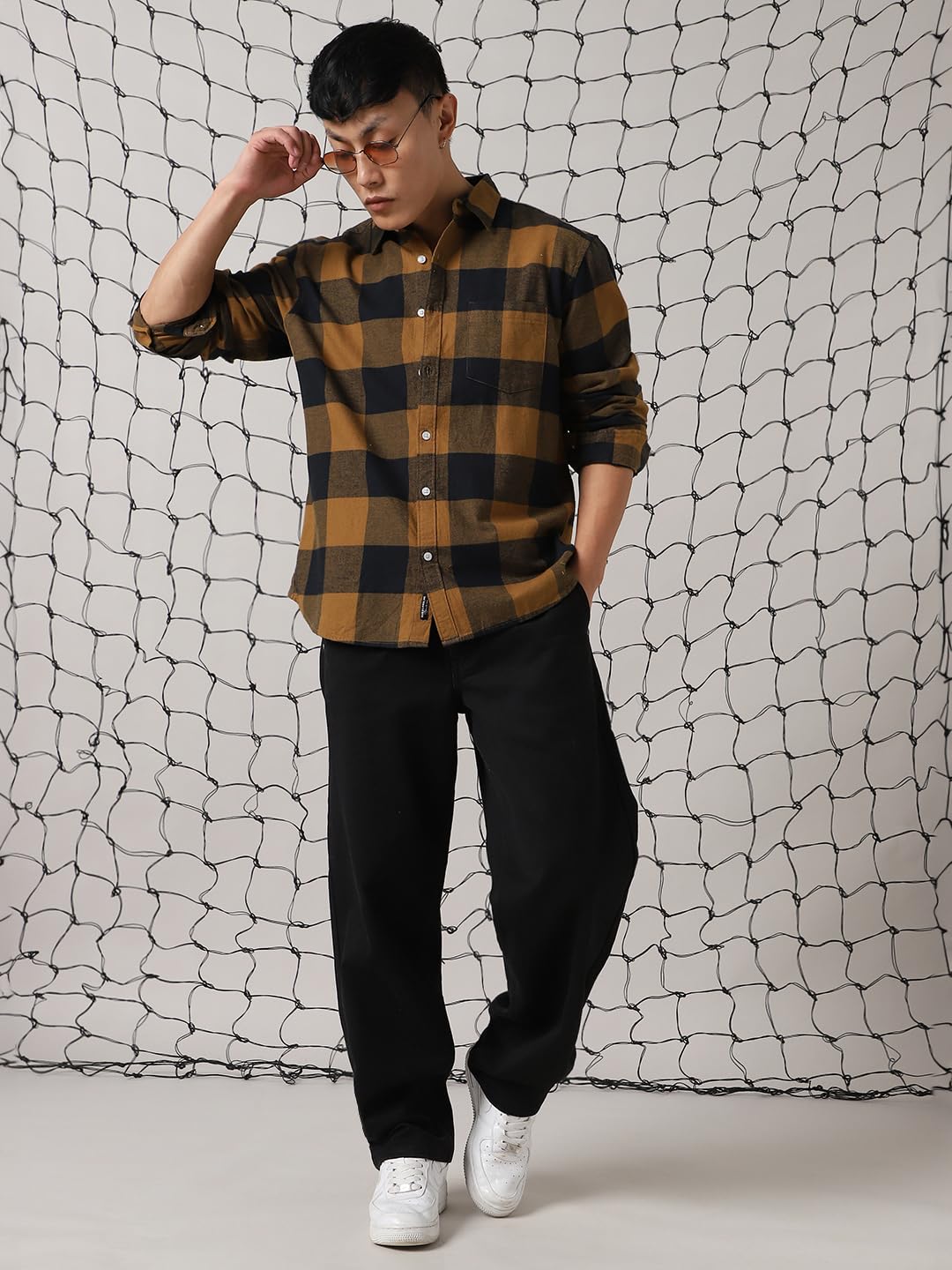 Hubberholme Men Cotton Checkered Oversized Fit Collar Full Sleeves Shirts Multicolour