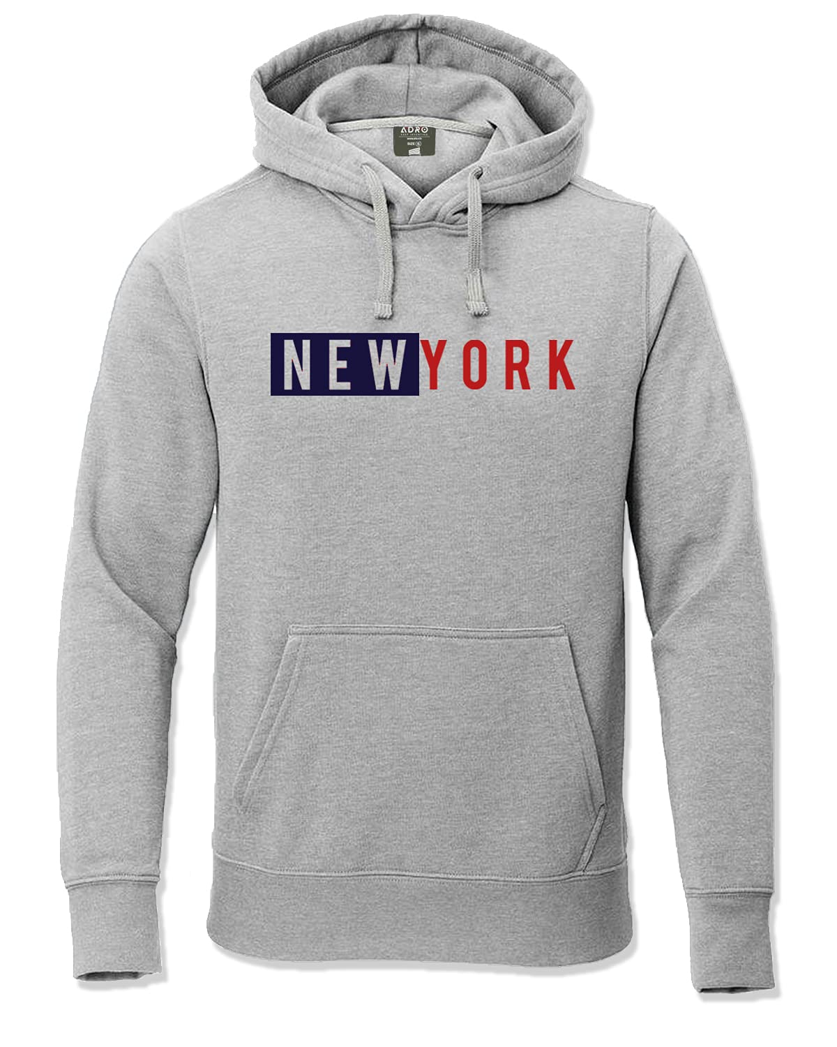 ADRO Men's Cotton Neck Hooded Sweatshirt (H20-M-NKY-GR_Grey)