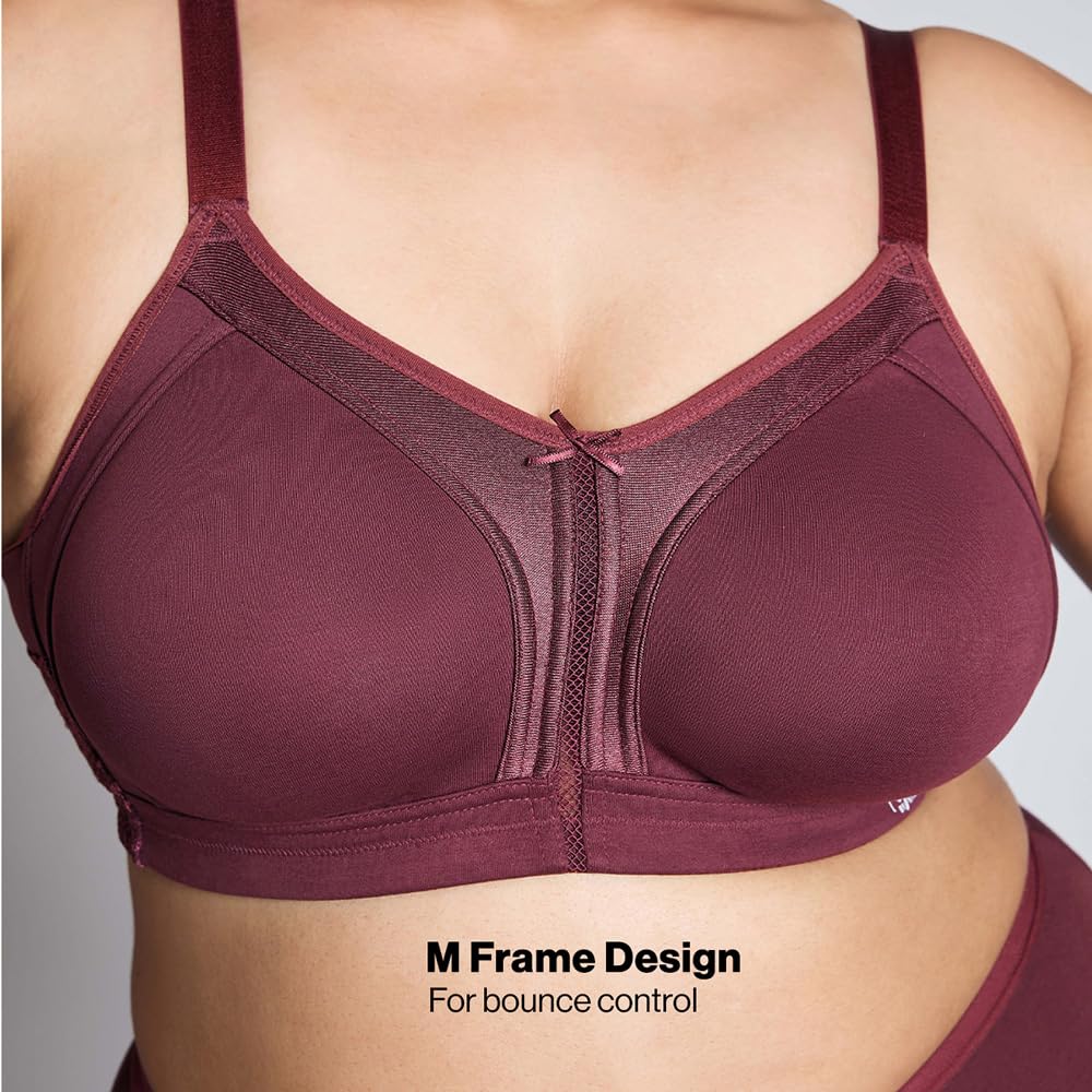 Nykd By Nykaa WomenS Full Support M-Frame Heavy Bust Everyday Cotton Bra | Non-Padded | Wireless | Full Coverage| Bra, Nyb101, W