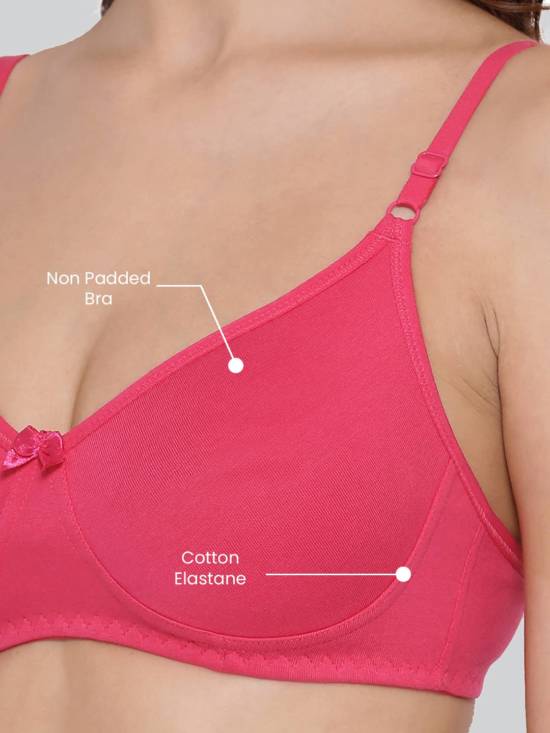 Lyra WomenS Cotton Non Padded Wire Free Seamless Bra Fuschia