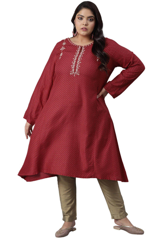 W for Woman Women Viscose Polka Dots Printed A-Line Kurta