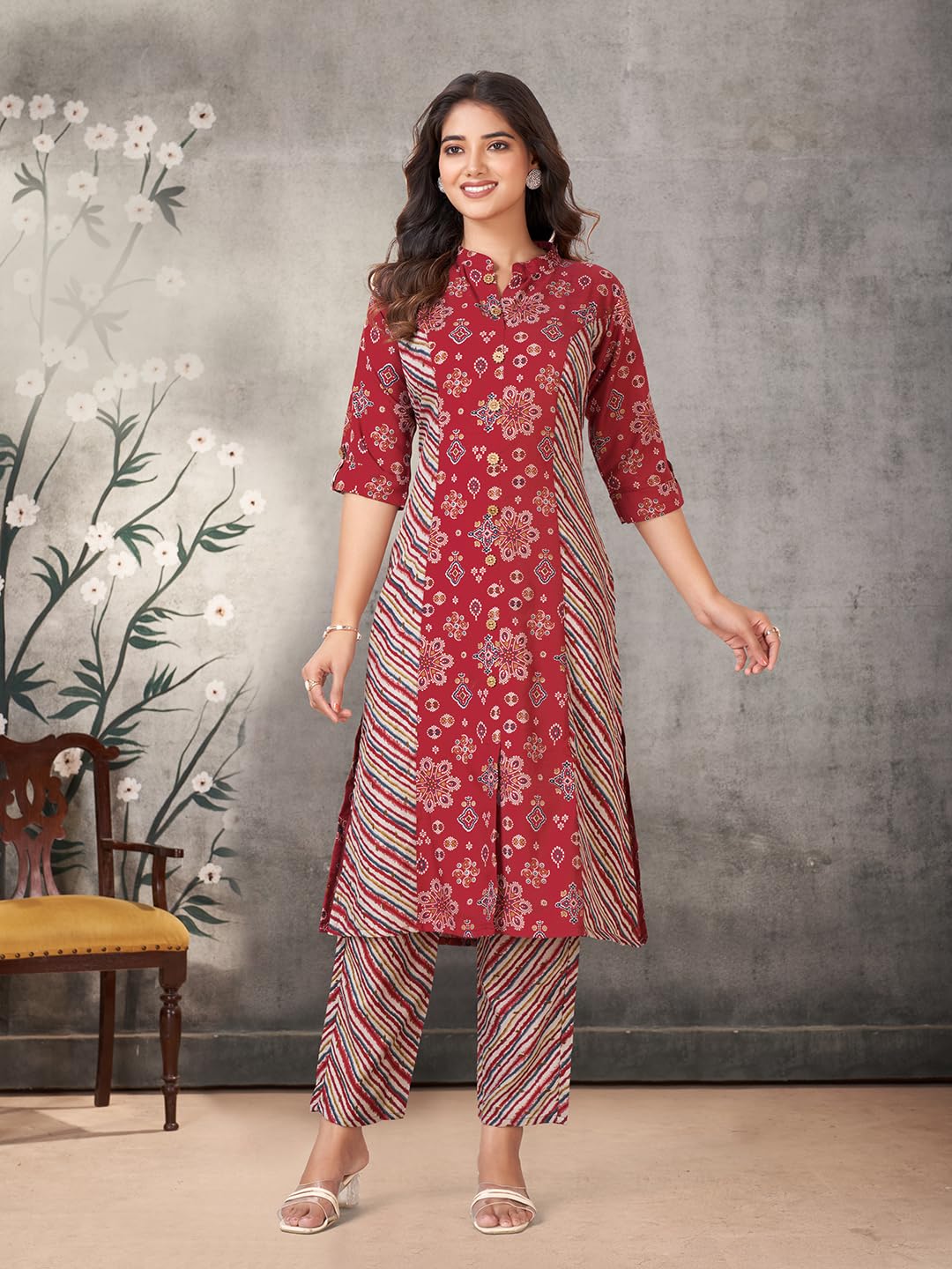 Pratham Blue WomenS Viscose Rayon Straight Kurta With Palazzos |Kurta Set For Women |Women Kurta |Women Printed Kurta Sets Kurt