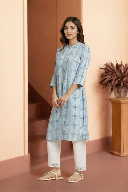 W For Woman WomenS Viscose Regular Kurta (23Auw19916-121809_Cool Blue