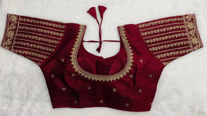 Vihu Fashion Womens Readymade Blouse Embroidery Multi Coding Gold Thread Indian Ethnic Designer Stitched Readymade Saree Half S