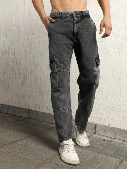 Hubberholme Men Summer Cotton Relaxed Fit Mid-Rise Jeans 17 Black