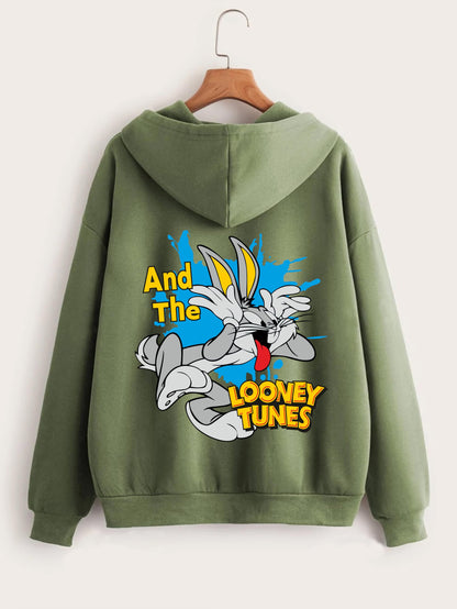 TAGAS Woman Printed Kangaroo Pocket Drawstring Hoodie with Zipper || Zip Up Hoodie || Sweatshirt ||Woman Hoodie|| Women Sweatshi