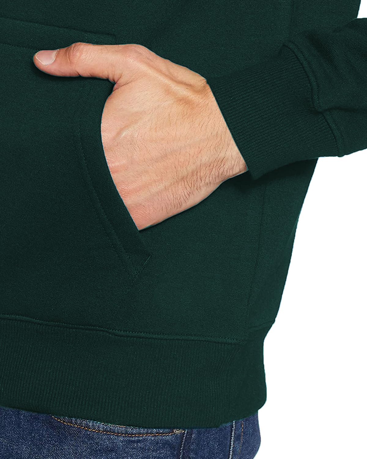 ADRO Men's Cotton Neck Hooded Sweatshirt (H24-CHILL-GRN_Green