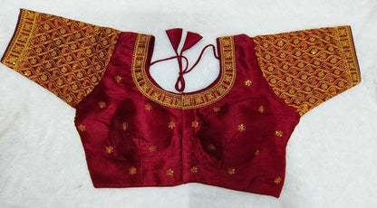 Pujia Mills WomenS Readymade Blouse Embroidery Multi Coding Gold Thread Indian Ethnic Designer Stitched Half Sleeve WomenS Rea