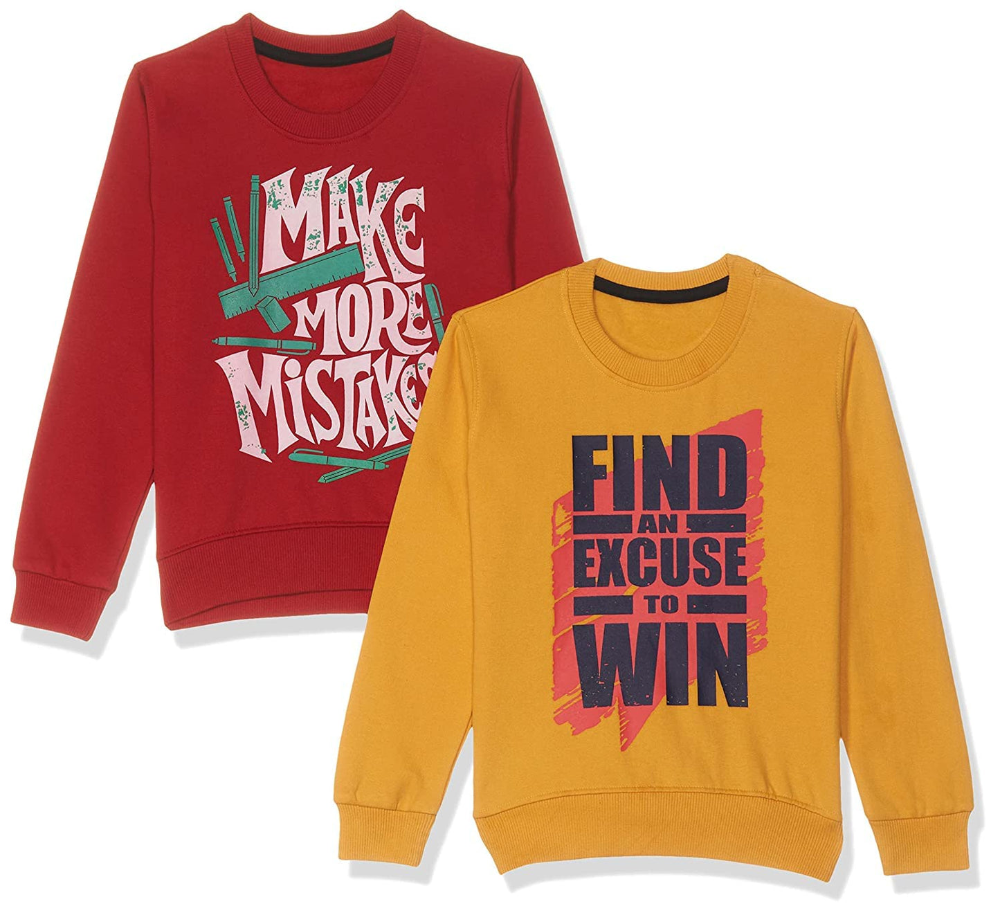 T2F Boys Cotton Printed Round Neck Sweatshirt (Pack of 2)