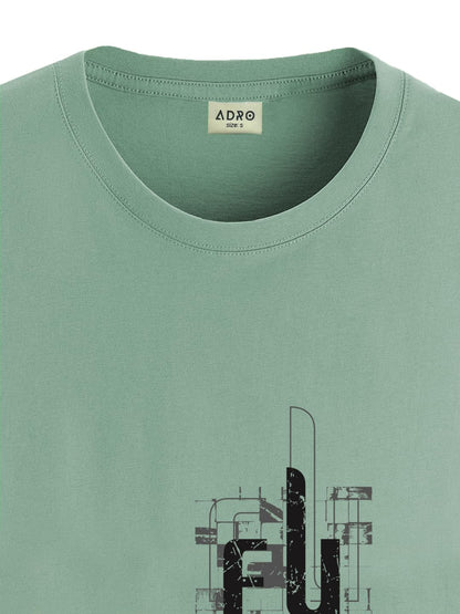 ADRO Men's Graphic Printed 100% Cotton T-Shirt - Regular Fit, Printed T-Shirts for Men (RN24-FTR-PT_Pista)