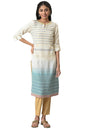 Green Floral Printed Sequined Ethnic Plus Size Kurta
