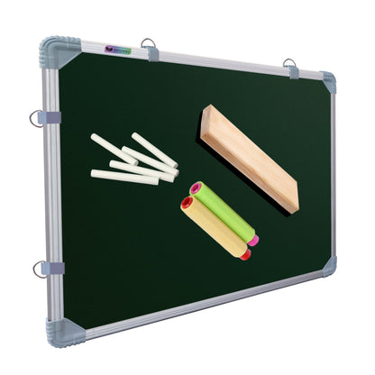 Eduway 2X3 Feet Kunj Non-Magnetic Double-Sided Chalk Board & White Board (Combo Pack) With 1 Wooden Duster, 2 Chalk Holders, 10