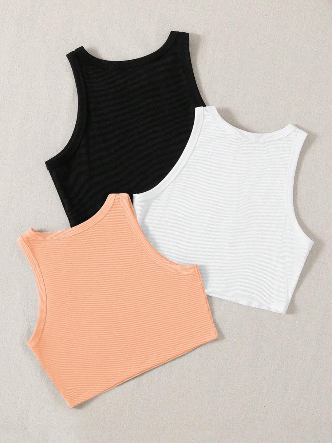 Toochki Tops for Woman | Spandex Top | Crop | Short | Western | for Jeans | Sleeveless | Stretchable | Pack of Three | Black-Whi