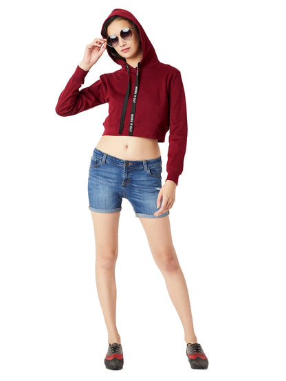 Miss Chase Womens Solid Round Neck Full Sleeve Sweatshirt (MCAW19SWT01-87-564-05, Classic Maroon, L)