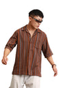 Hubberholme Multi Cotton Spread Collar Short Sleeves Striped Oversized Shirts