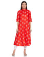 Pinkmint Women's Cotton Red Color A-Line Kurta (530158_L)