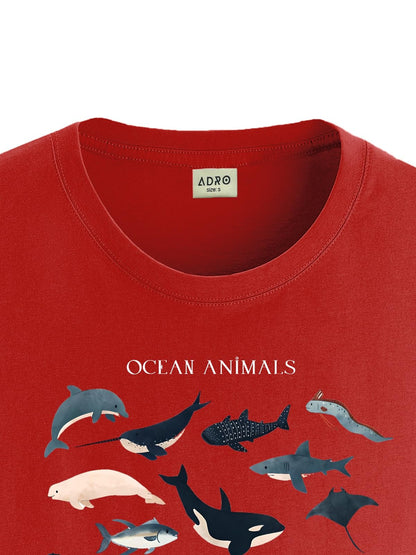 ADRO T Shirts for Boys & Girls || Ocean Sharks Printed T-Shirt || Ages 3-14 || 100% Cotton Round Neck Tshirt for Boys & Girls||K