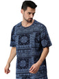 Veirdo Mens Oversized Cotton Crew Neck T-Shirt with Bandana Print