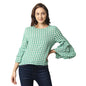 Pepe Jeans Womens Salome Gingham Checks Top With Layered Sleeve, Fresh Green,Xl