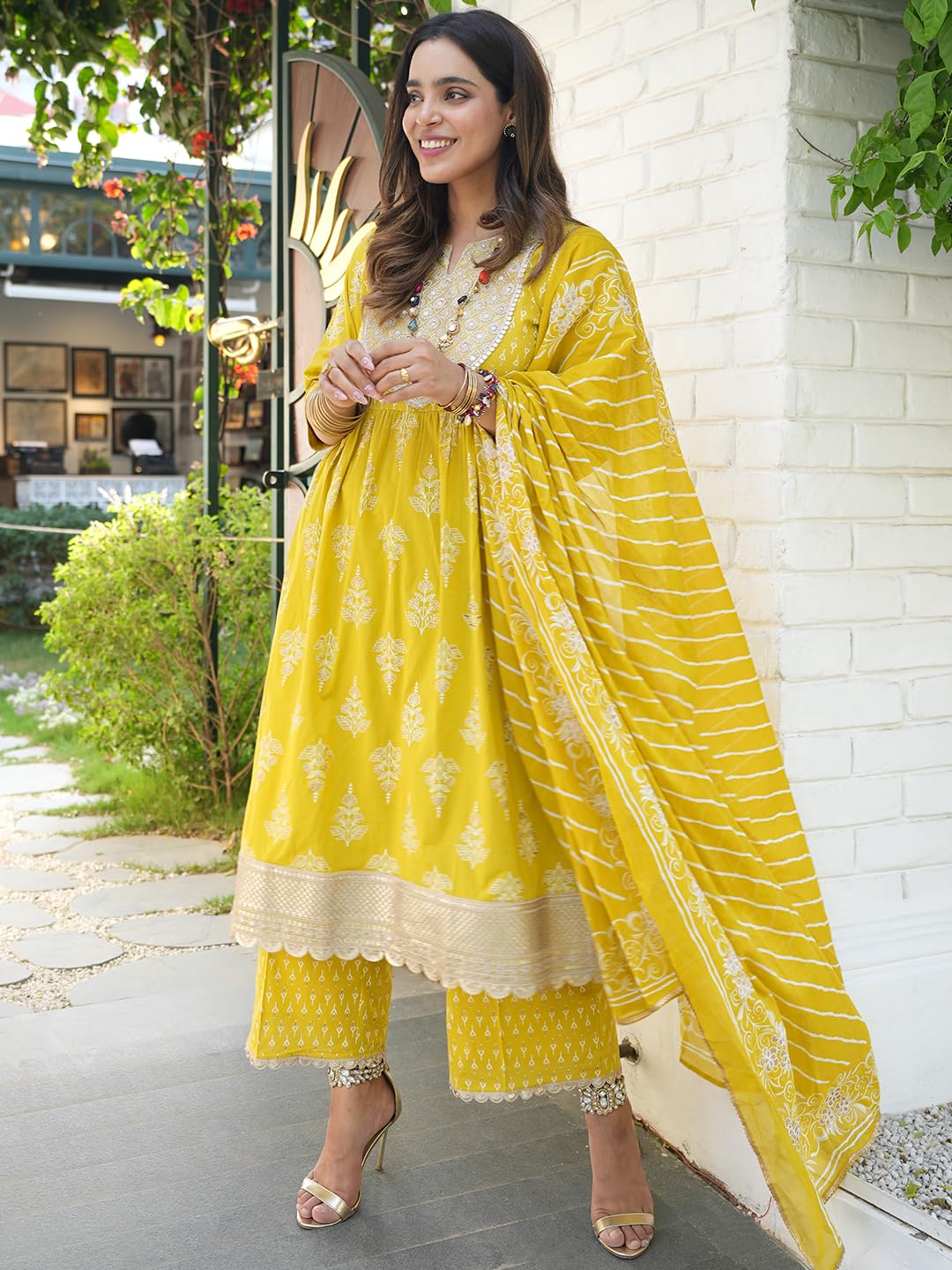 Libas WomenS Pure Cotton Kurta Sets (34252_Mustard