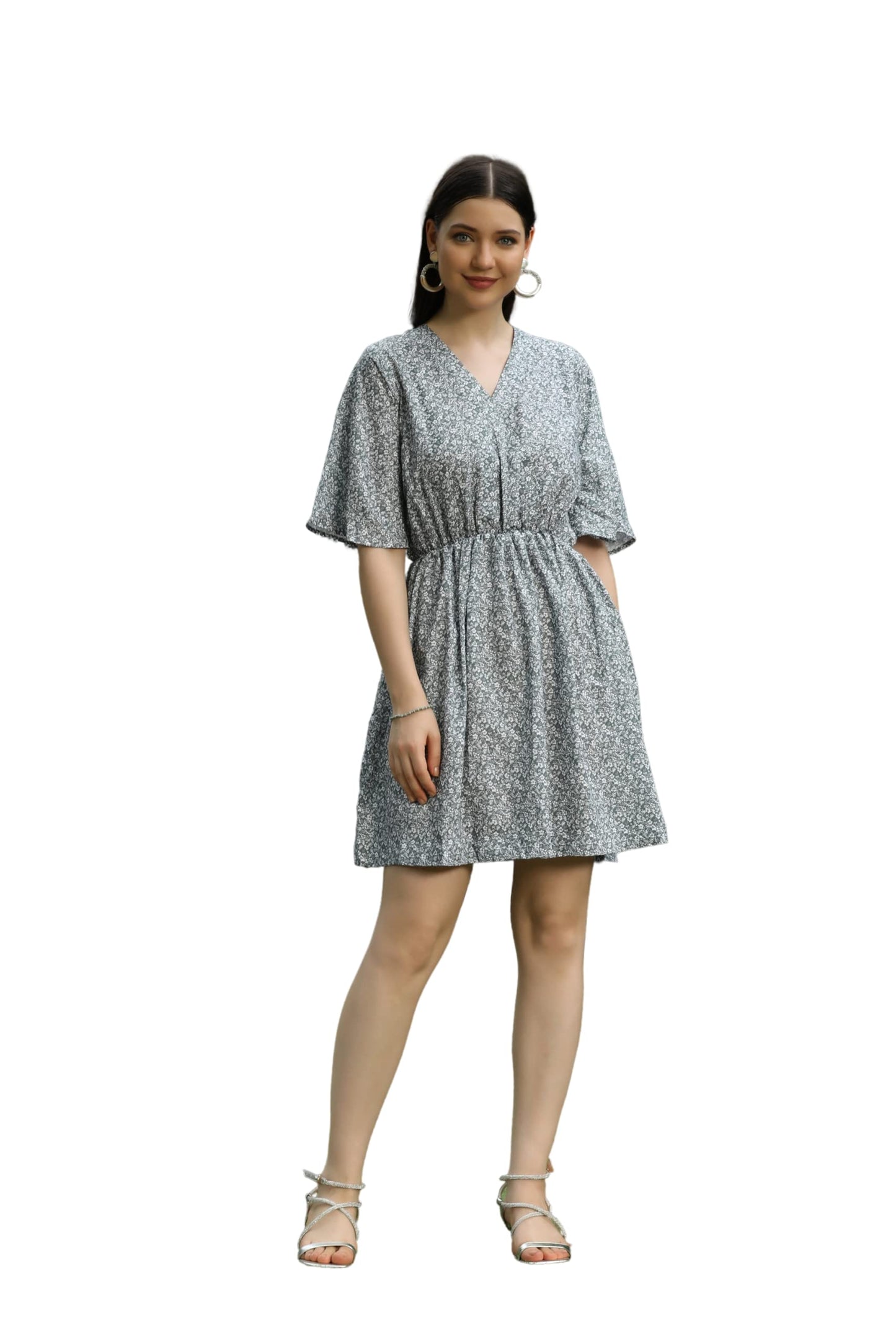 Om Sai Latest Creation WomenS Rayon Full Sleeve A-Line Knee-Length Western Dresses For Women Or Girls (X-Large, Green)