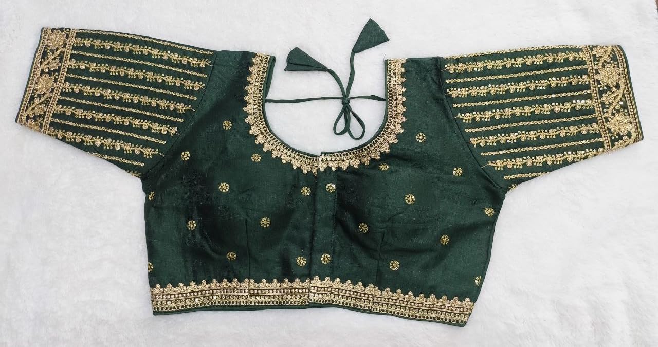 Vihu Fashion Womens Readymade Blouse Embroidery Multi Coding Gold Thread Indian Ethnic Designer Stitched Readymade Saree Half S