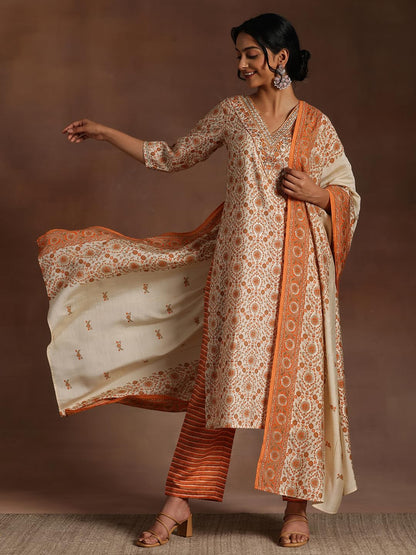 Libas WomenS Silk Blend Kurta Set (35888_Orange