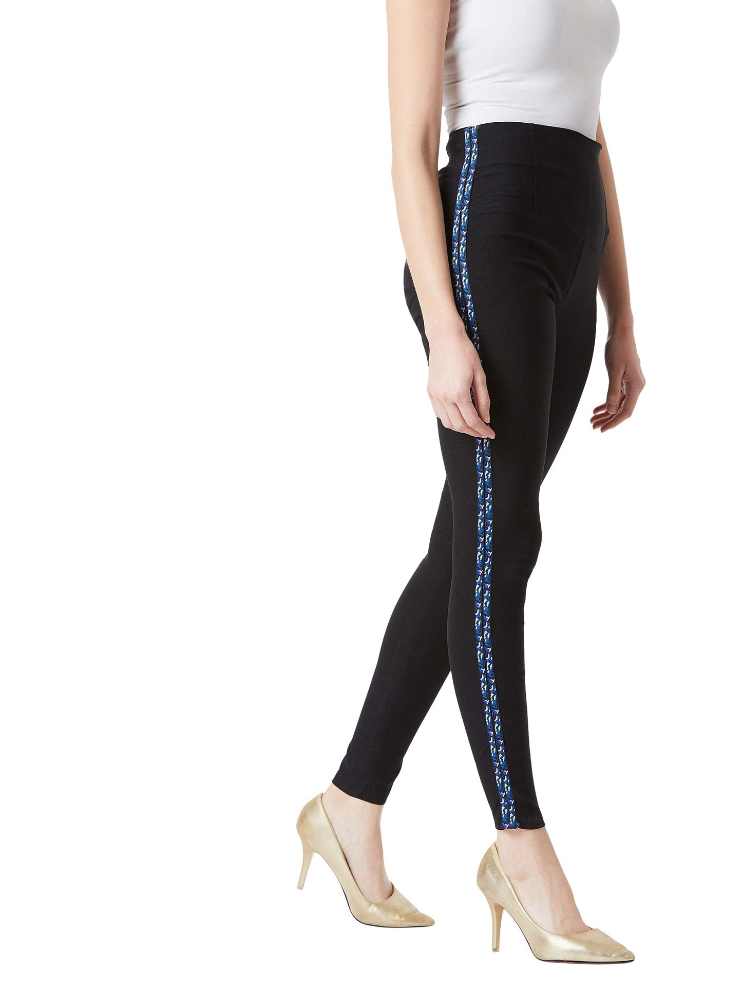Miss Chase WomenS Black Skinny High Waist Jeggings(Mcss19Bt02-67-62-05,Black,Large)