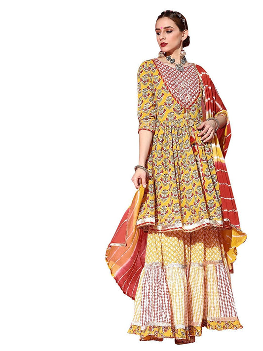ishin Women Cotton A-Line Salwar suit set