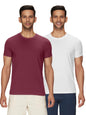 XYXX Mens Solid Regular Fit T-Shirt (XY_CR15_Tshirt_2_Bold Burgundy+Polar White