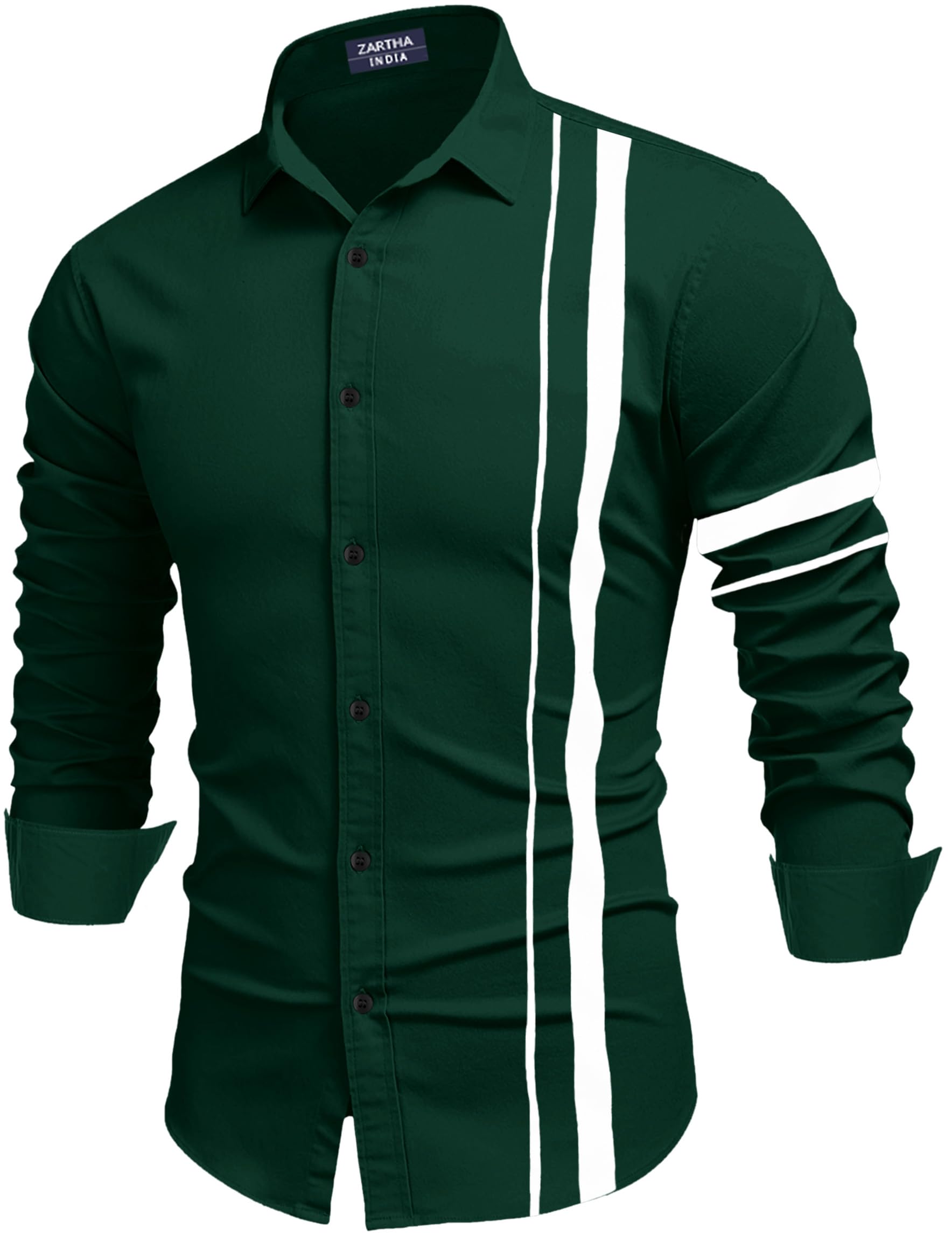Bellstone Mens Solid Regular Fit Shirt (B-8200_Dark Green