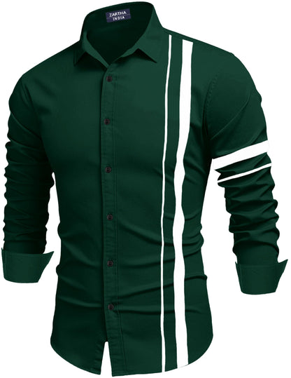 Bellstone Mens Solid Regular Fit Shirt (B-8200_Dark Green