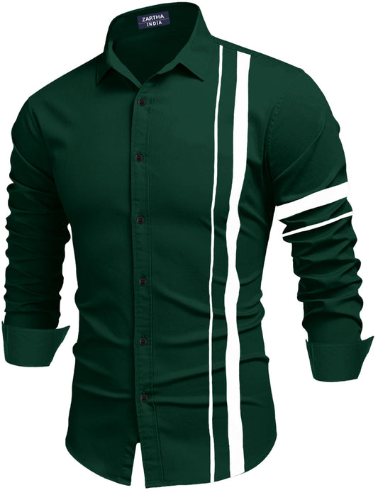 Bellstone Mens Solid Regular Fit Shirt (B-8200_Dark Green