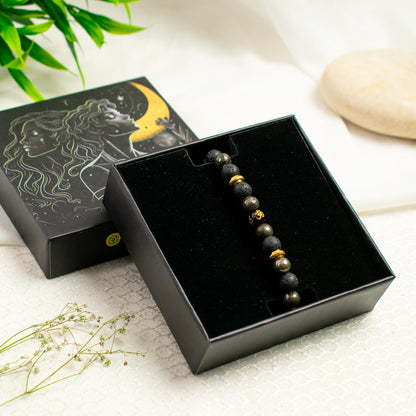 Astrotalk Wealth OM Bracelet | Citrine & Raw Pyrite | Healing Crystals for Wealth & Abundance | OM Symbol for Prosperity | Astrology Bracelet for Men & Women | Certificate of Authenticity