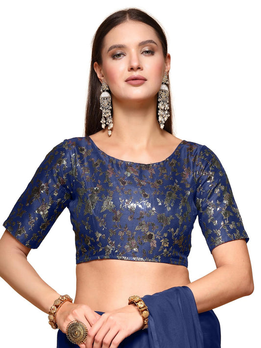 OOMPH! Readymade Blouse for Women, Brocade, Boat Neck, rbbl529