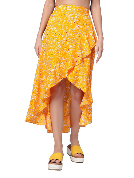 OOMPH! Long Skirts for Women Yellow - msk055