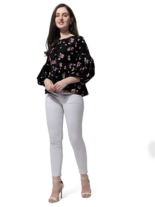 OOMPH! Peplum Tops for Women, Black - mt397