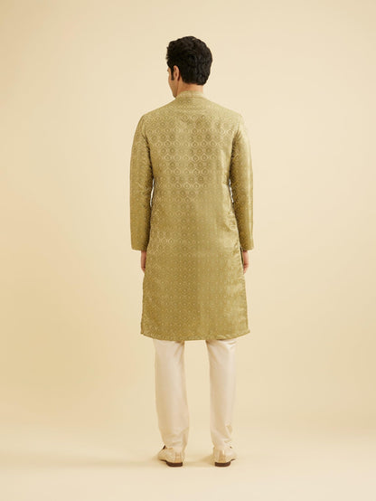 Manyavar MenS Brocade Self Design Kurta Set (Green,Xxl)