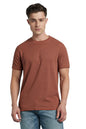 Dennis Lingo Men Cotton Blend Regular Fit Solid Textured T-Shirts Rust