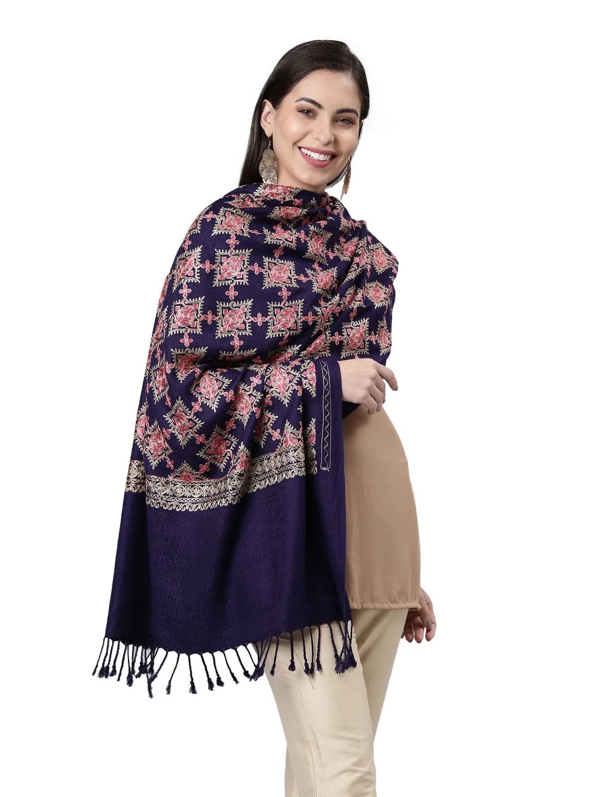 Pashmoda Women Roohani Kashmiri Aari Embroidery Stole (Size: 71X203 CM)