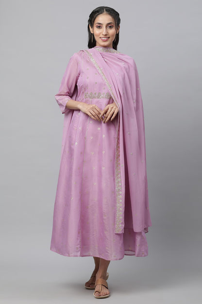 Aurelia Embroidered Purple Dress Dupatta Set